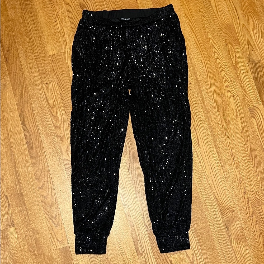 Cable & Gauge Black Sequin Ankle Pants